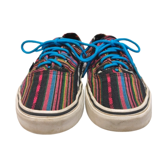 Vans Colorful Striped Classic Low Top Blue Lace Up Sneakers Women's Size 7.5 - Picture 5 of 8